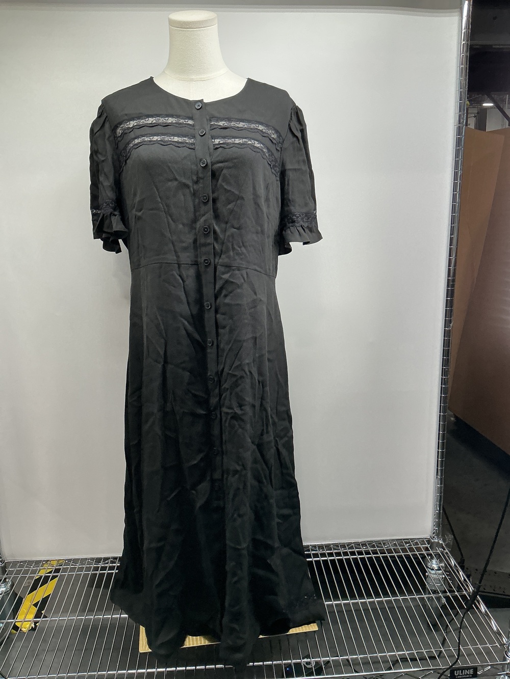 Lightweight Crepe Lace Inset Midi Dress